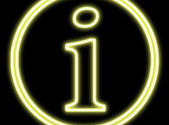 Information sign in neon yellow on black background